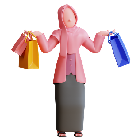 Mulher fazendo compras no Ramadã  3D Illustration