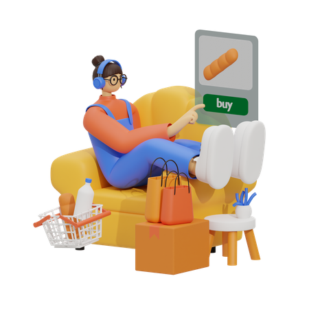 Mulher fazendo compras on-line  3D Illustration