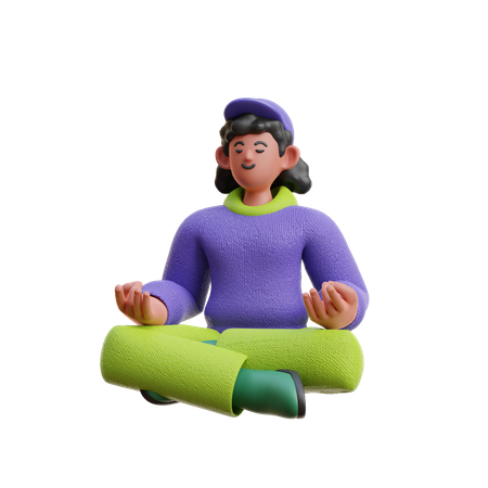 Mulher fazendo meditação  3D Illustration
