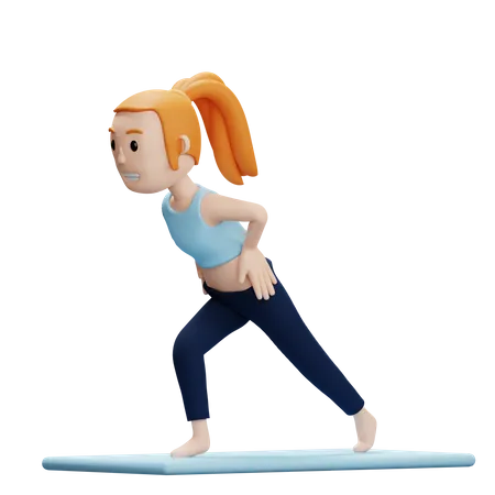 Mulher fazendo pose de ioga de guerreiro  3D Illustration