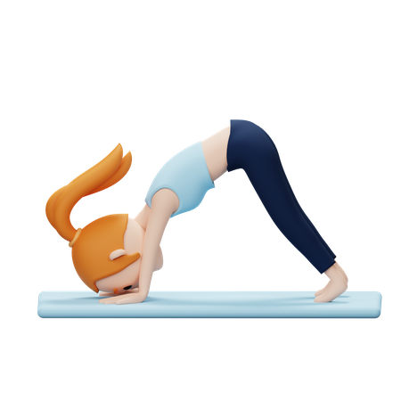 Mulher fazendo pose de ioga para baixo  3D Illustration