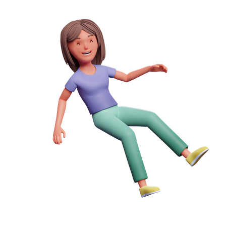 Mulher feliz flutuando no ar  3D Illustration