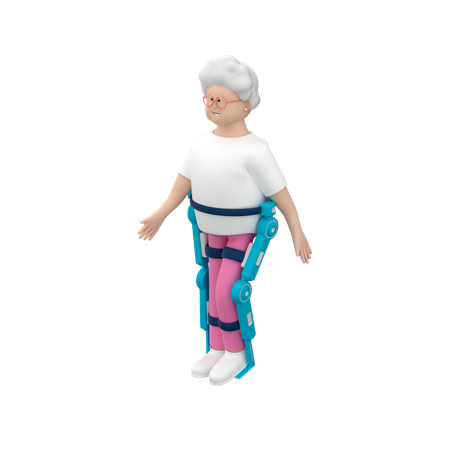 Mulher idosa com exoesqueleto caminhando  3D Icon