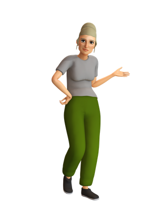 Mulher idosa indicando algo  3D Icon