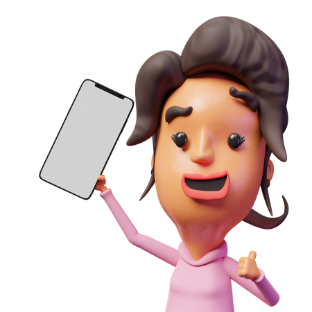 Mulher idosa mostrando a tela do celular  3D Icon