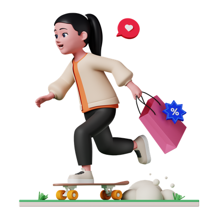 Mulher indo às compras  3D Illustration