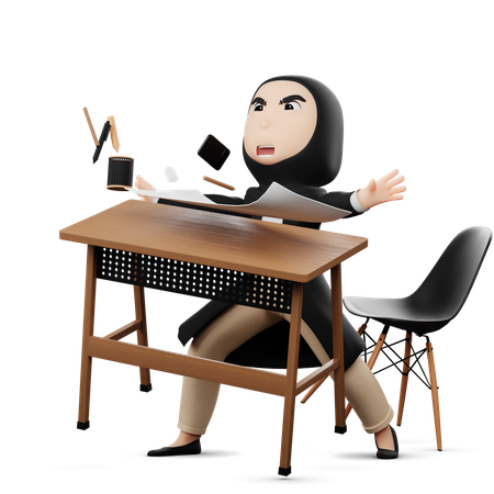 Mulher irritada por trabalho sobrecarregado  3D Icon