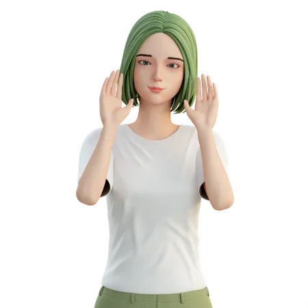 Mulher levantando as duas mãos  3D Illustration