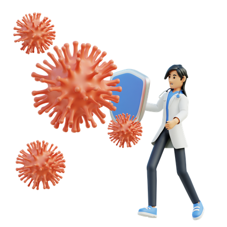 Médica luta contra vírus  3D Illustration