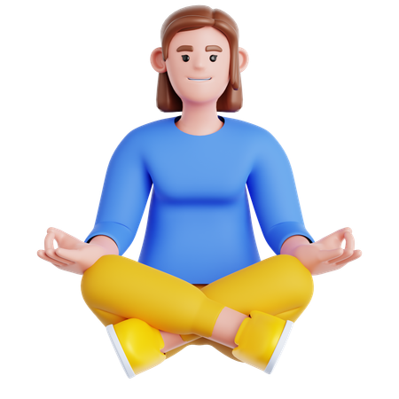 Meditação mulher  3D Illustration