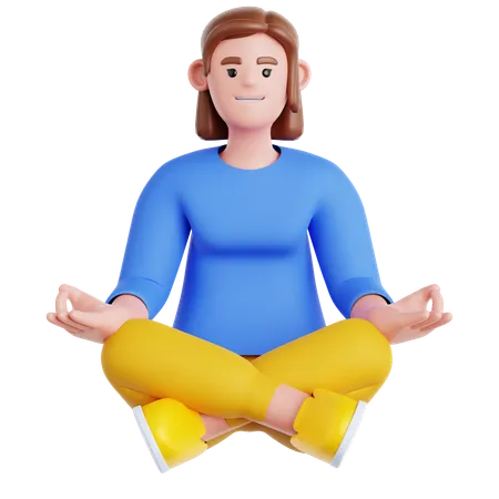 Meditação mulher  3D Illustration