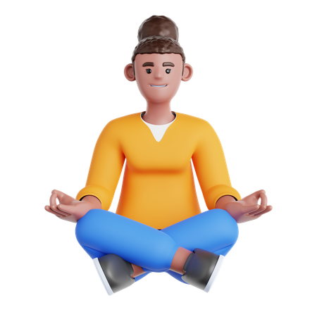 Meditação mulher  3D Illustration