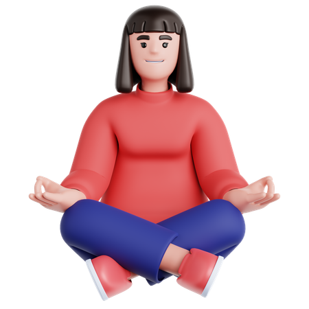 Meditação mulher  3D Illustration