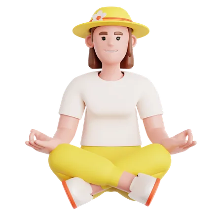 Meditação mulher  3D Illustration