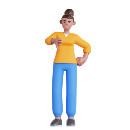 Mulher mostrando o polegar para baixo  3D Icon