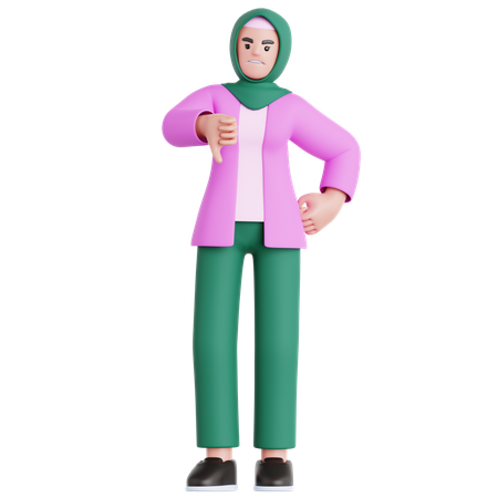 Mulher mostrando o polegar para baixo  3D Icon