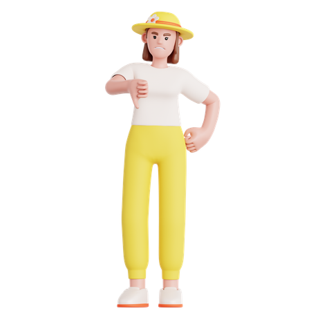 Mulher mostrando o polegar para baixo  3D Icon