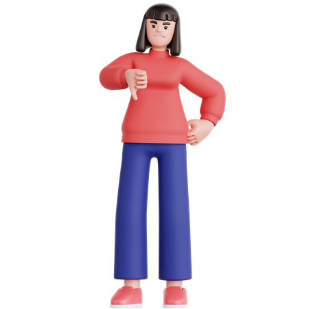 Mulher mostrando o polegar para baixo  3D Icon