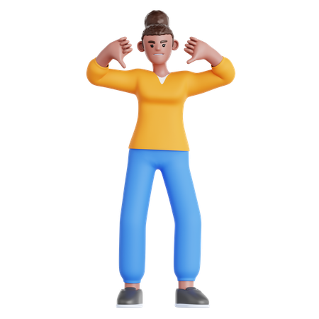 Mulher mostrando o polegar para baixo  3D Icon