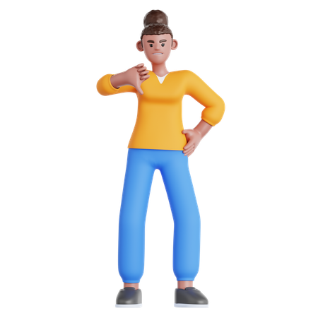 Mulher mostrando o polegar para baixo  3D Icon