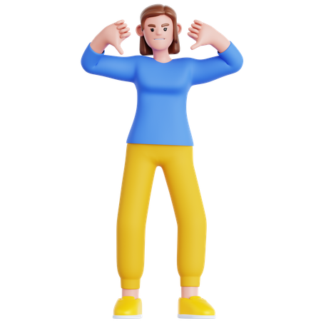 Mulher mostrando o polegar para baixo  3D Icon