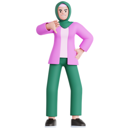 Mulher mostrando o polegar para baixo  3D Icon