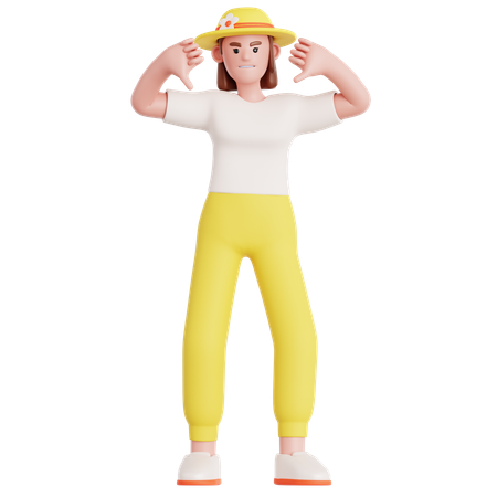 Mulher mostrando o polegar para baixo  3D Icon