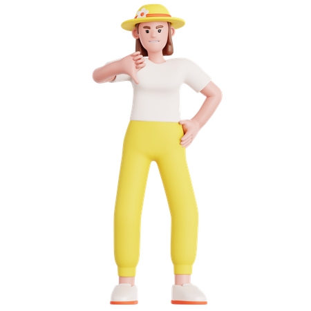 Mulher mostrando o polegar para baixo  3D Icon