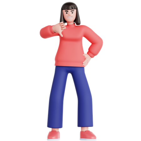 Mulher mostrando o polegar para baixo  3D Icon