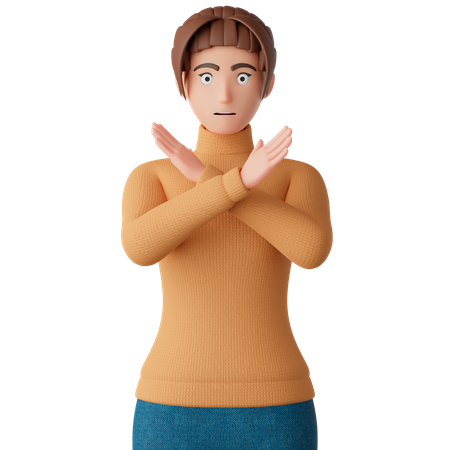 Mulher mostrando gesto de parada  3D Illustration