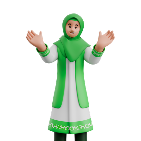 Mulher muçulmana acenando com as mãos  3D Icon