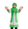 mulher muçulmana acenando com as mãos