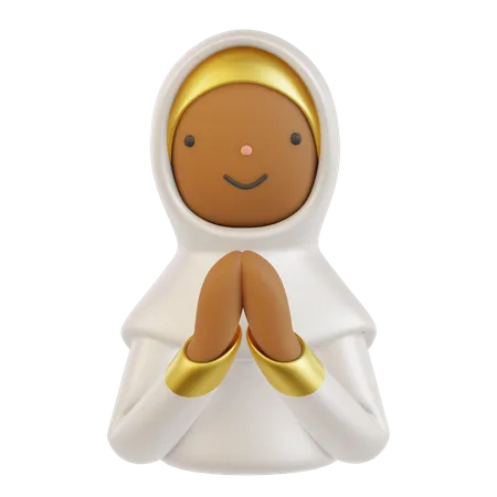 Mulher muçulmana com gesto de mão salam  3D Icon