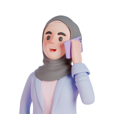 Mulher muçulmana falando em smartphone  3D Illustration