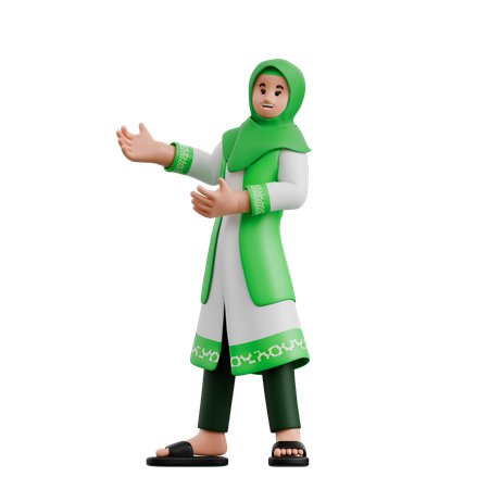 Mulher muçulmana mostrando algo deixado  3D Icon