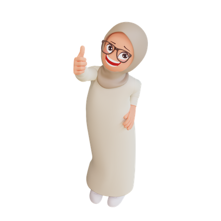 Mulher muçulmana mostrando o polegar para cima  3D Icon