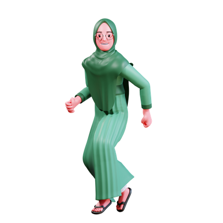 Mulher muçulmana pulando no ar  3D Illustration
