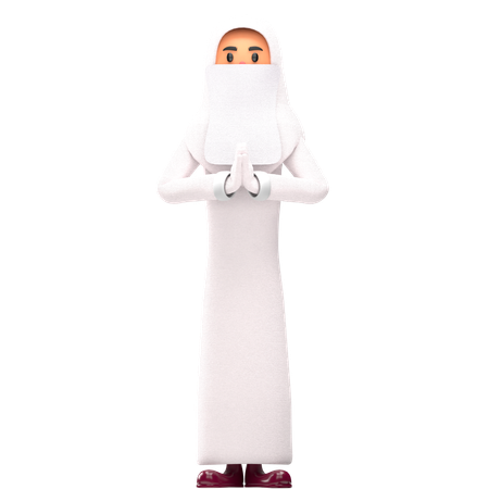 Pose de saudação de mulher muçulmana  3D Illustration