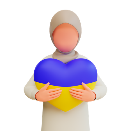 Mulher muçulmana segurando coração  3D Icon