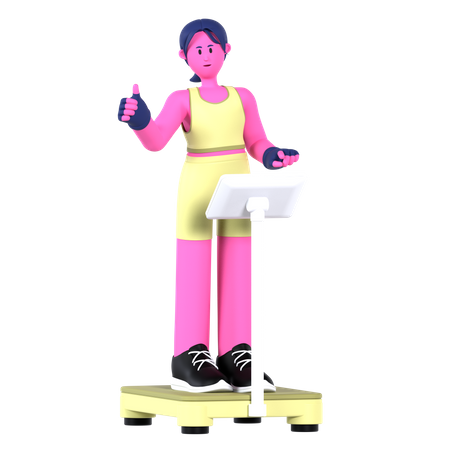 Mulher na balança de peso  3D Illustration