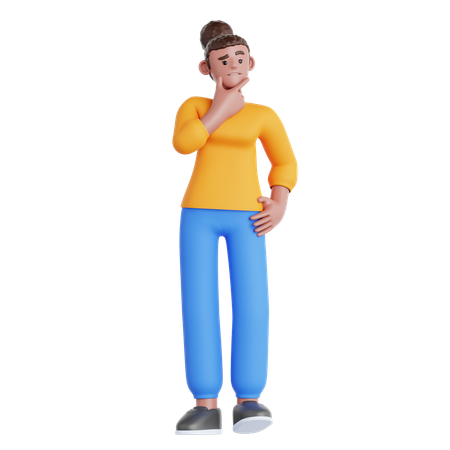 Mulher pensando em algo  3D Illustration