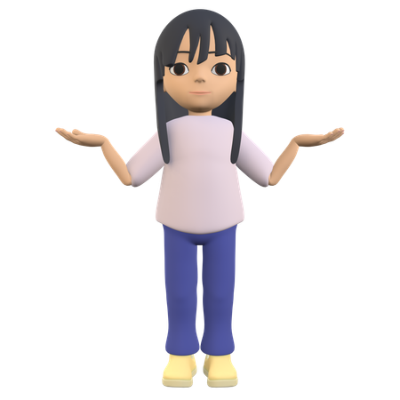 Mulher posa ignorantemente com as duas mãos levantadas  3D Icon