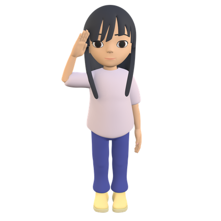 Mulher posa respeitosamente  3D Icon