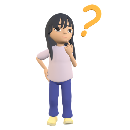 Mulher posando confusa com o dedo indicador segurando o queixo  3D Icon
