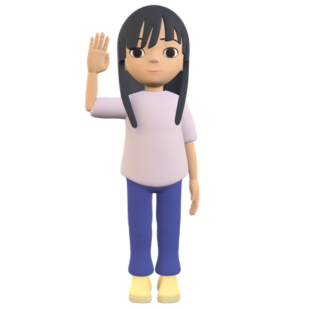 Mulher posando e levantando a mão como se estivesse cumprimentando  3D Icon
