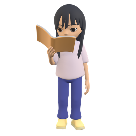 Mulher posando segurando enquanto lê um livro  3D Icon