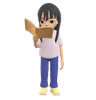 Mulher posando segurando enquanto lê um livro