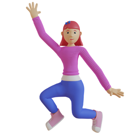 Mulher pulando de alegria  3D Illustration