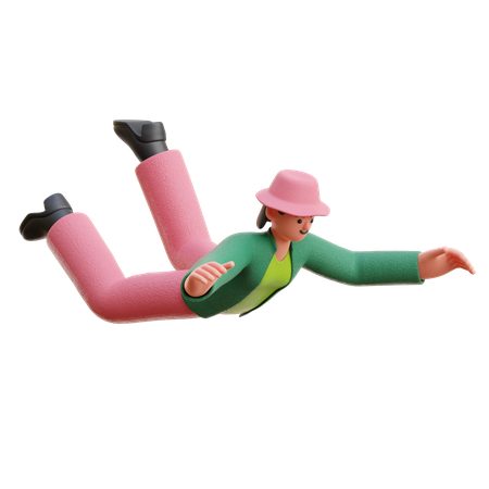 Mulher cai  3D Illustration