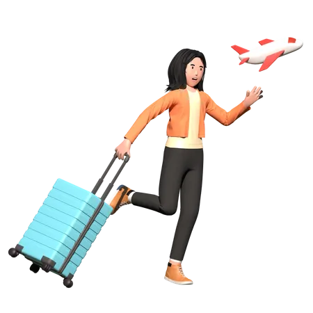 Mulher saindo de férias  3D Illustration